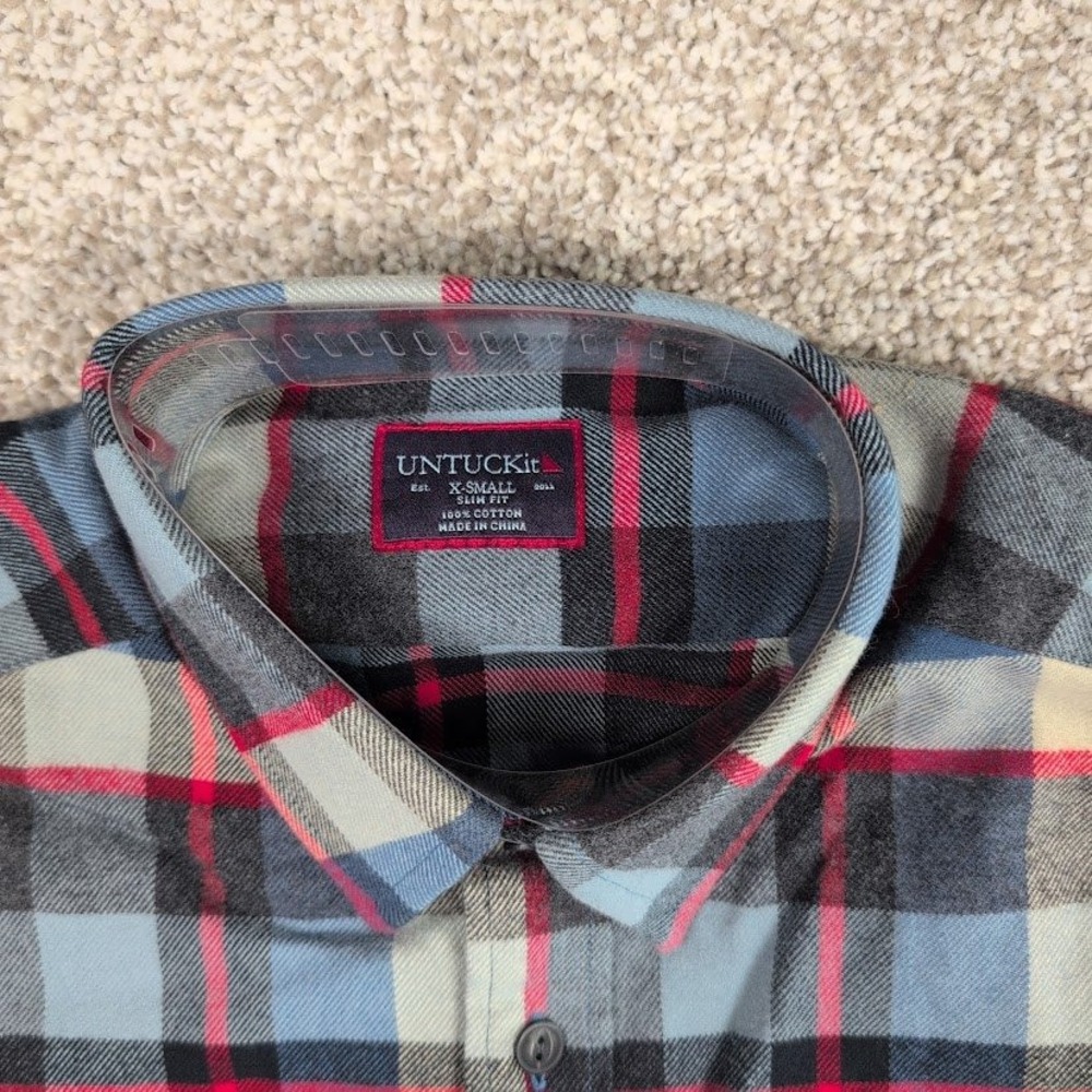 UNTUCKIT Mens Flannel Shirt X Small Jerram Plaid Long Sleeve Button Up Casual - Picture 4 of 6